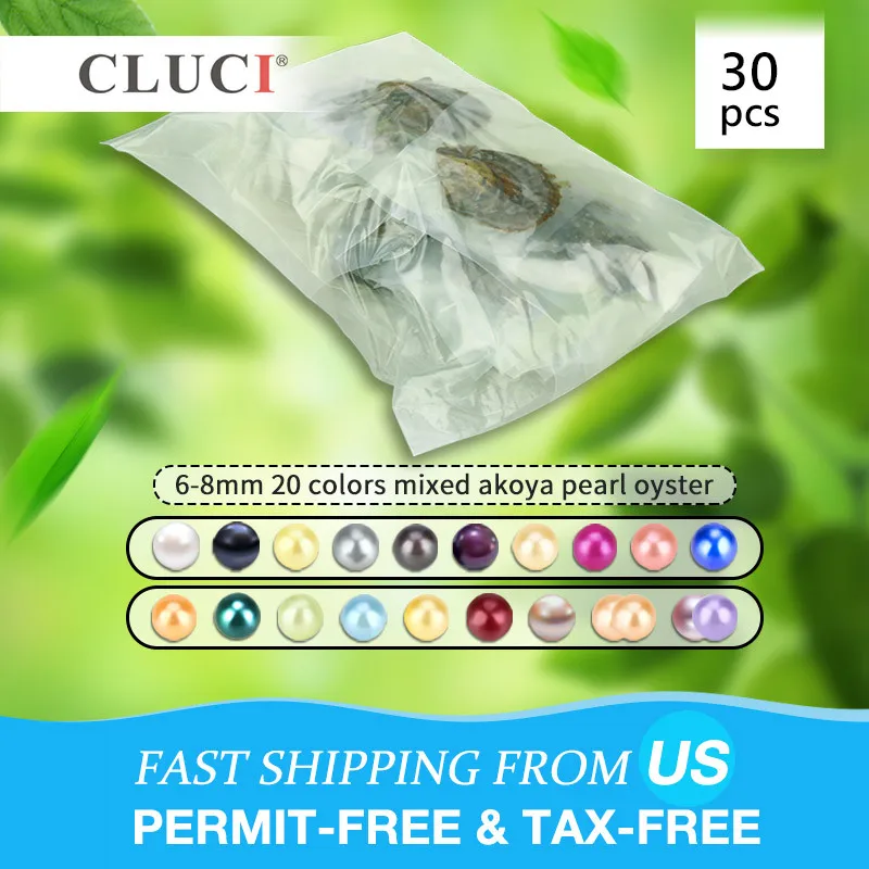 30 шт., 6-8 мм, Микс, 20 цветов, круглый жемчуг акоя в Oyster, морской жемчуг, ювелирные изделия, Oysters Akoya с жемчугом WP152SB
