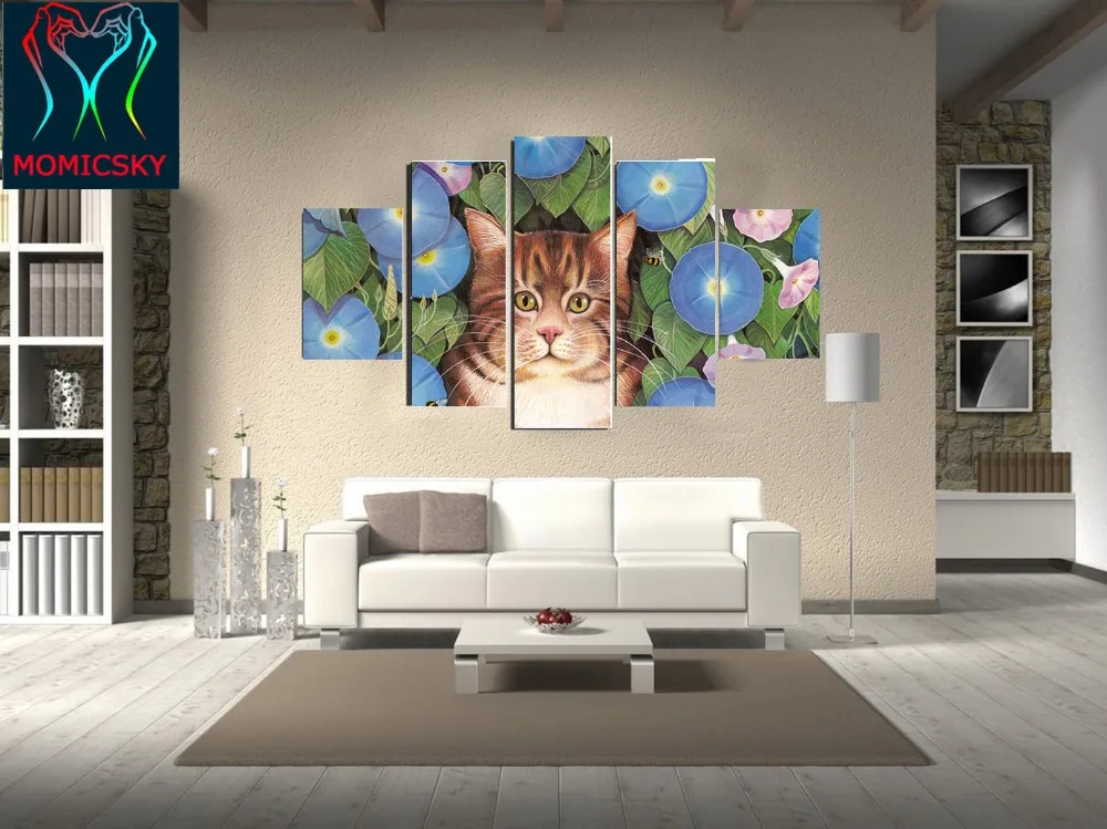5 комплектов DIY картины маслом цифровой три декоративная живопись Лили Cat цветная