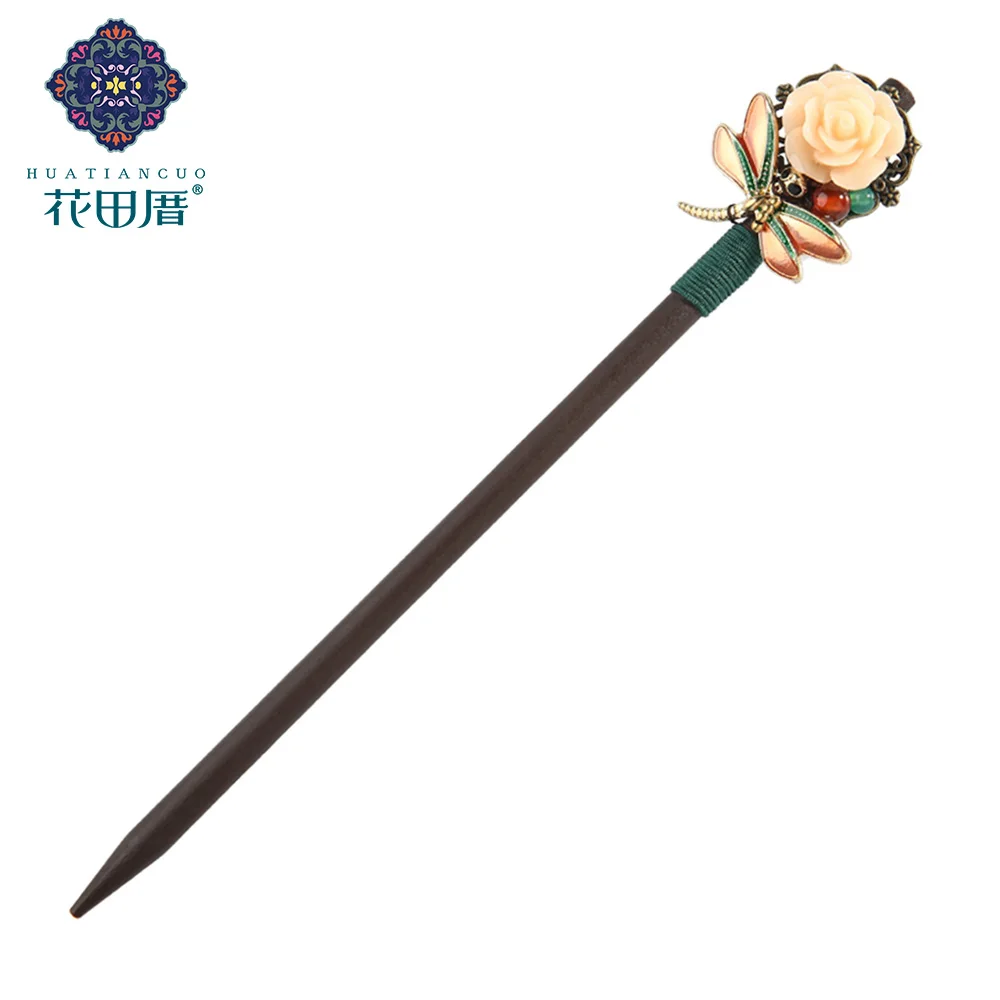 Женские палочки для волос ручной работы из полимерных роз деревянная заколка с