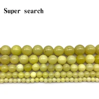new fashion lemon yellow tourmaline loose spacer round beads for diy jewelry necklaces bracelets making select size 46810mm