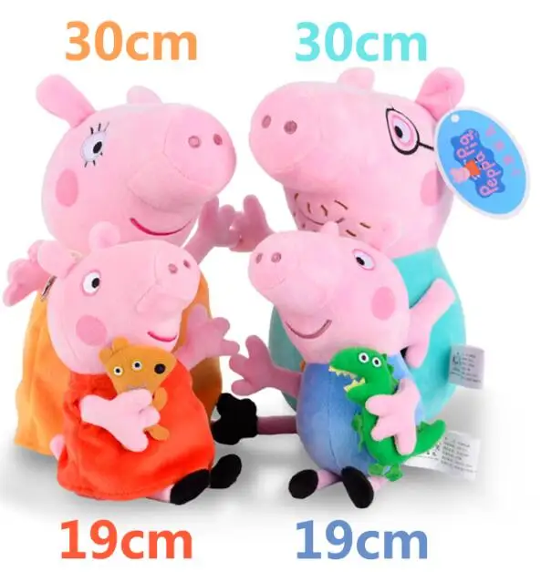 Family Set A Мобильный телефон 4 шт./компл. со Свинкой Пеппой; мягкая плюшевая игрушка единорог 19/30/46 см друг семейство розовых свиней вечерние куклы День защиты детей игрушка в подарок для девочек, для детей - Цвет: Family Set A