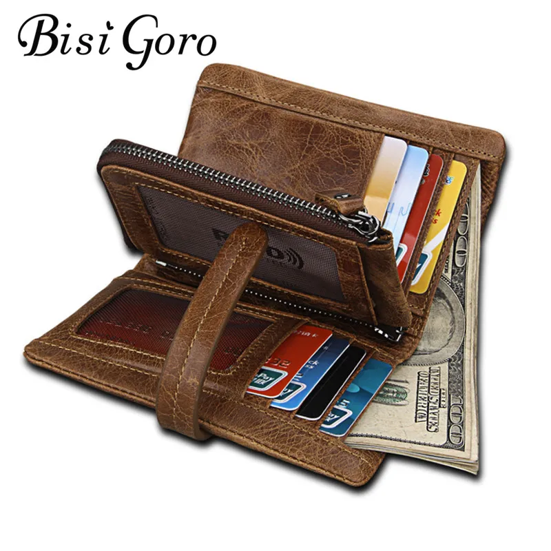 Кошелек Bisi Goro из натуральной кожи унисекс винтажный короткий кошелек с