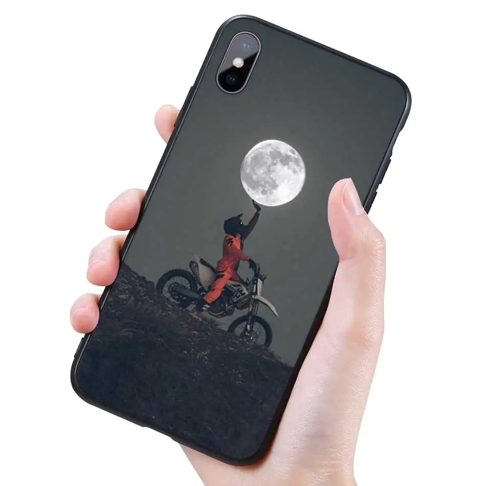 002 Силиконовый черный чехол для iPhone 11 Pro XR X XS MAX 7 8 6 6S Plus 5 5S SE 7Plus 8Plus мобильный телефон moto Cross moto rcycle sports - Цвет: 002