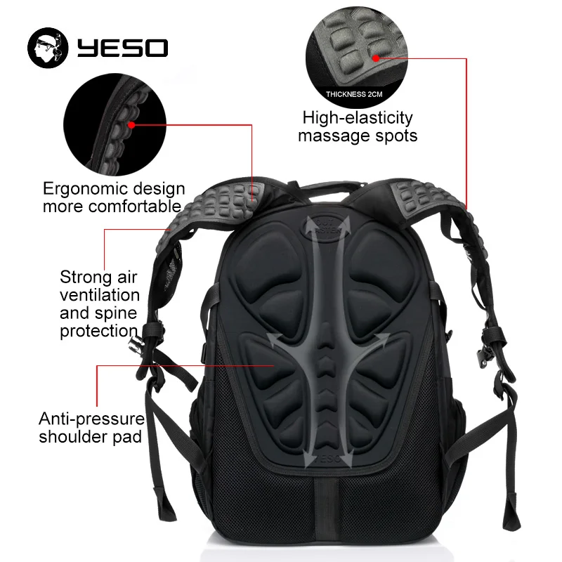 yeso brand laptop backpack mens travel bags 2019 multifunction rucksack water resistant black computer backpacks for teenager free global shippin