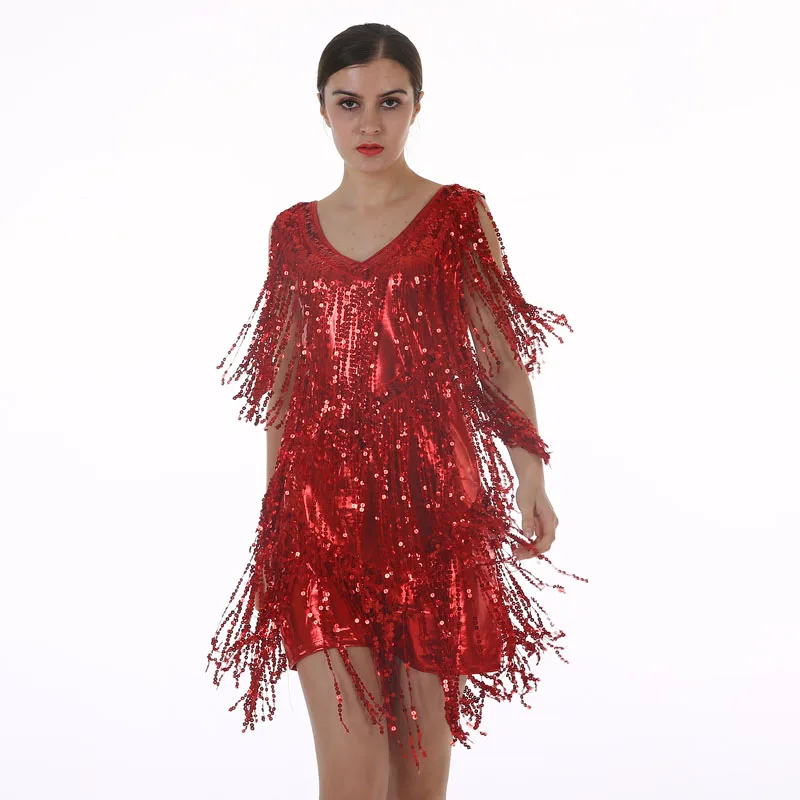 BLINGSTORY Flapper одежда для женщин Vestido блестящее платье с кисточками