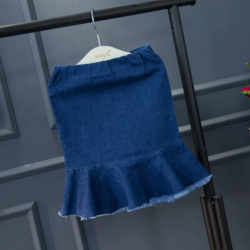 Рекламная акция детская джинсовая юбка русалки с цветочным рисунком для девочек