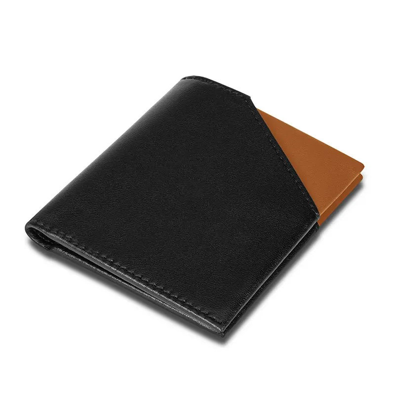 black and brown WardWolf тонкий Для мужчин кошелек кожаный маленький мини бумажник Для мужчин мужской бумажник с защитой от RFID, для карт держатель для передний карман - Цвет: black and brown