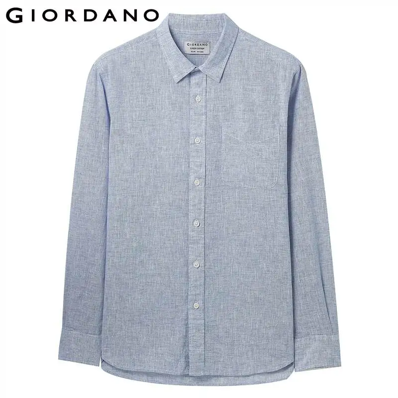 Giordano мужская натуральная хлопчатобумажная рубашка с длинными рукавами данная