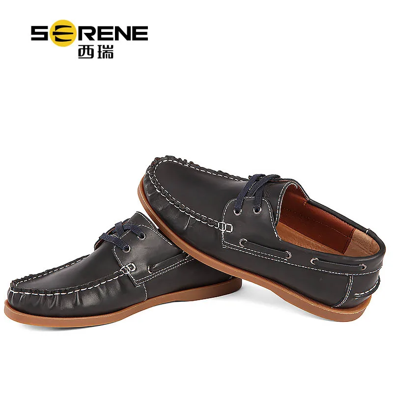 Nice Great 6211 Fashion Soft Cow Leather Men Boat Shoes Solid Color Low Top Lace Up Genuine Casual For | Обувь