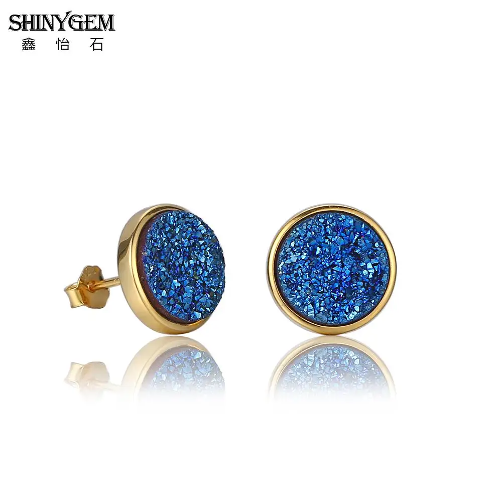 Серьги ShinyGem из 925 пробы серебра 10 мм круглые серьги гвоздики с натуральным