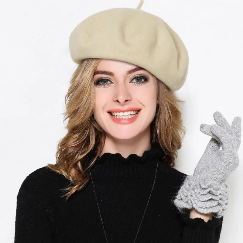 Оптовая продажа новая шерстяная кашемировая зимняя шапка женская теплая