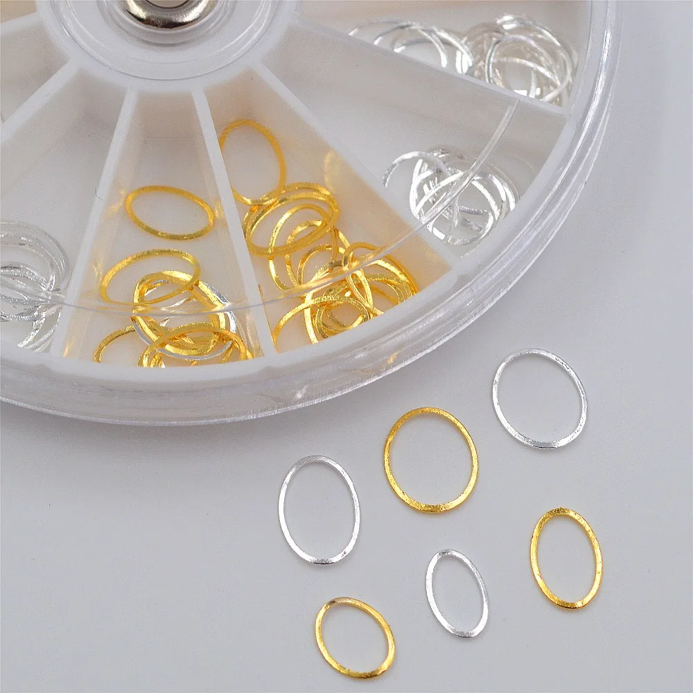 Смешанные размеры золотые серебряные овальные металлические стразы колеса