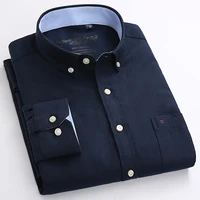 mens casual regular fit long sleeve solid oxford shirts single patch pocket button down thick plaid checkedstriped tops shirt