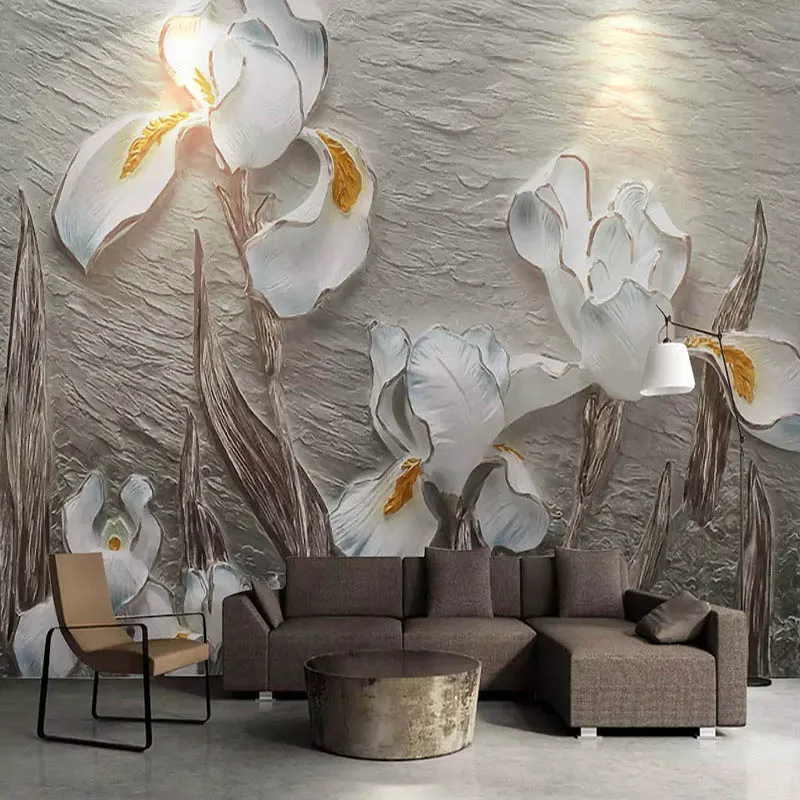 

Custom Photo Wallpaper 3D Embossed Flowers Mural Paper Living Room TV Background Wall Home Decor Painting Apartment Renovation