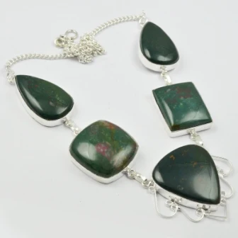 

Blood Stone Necklace Silver Overlay over Copper , 50 cm, N2235