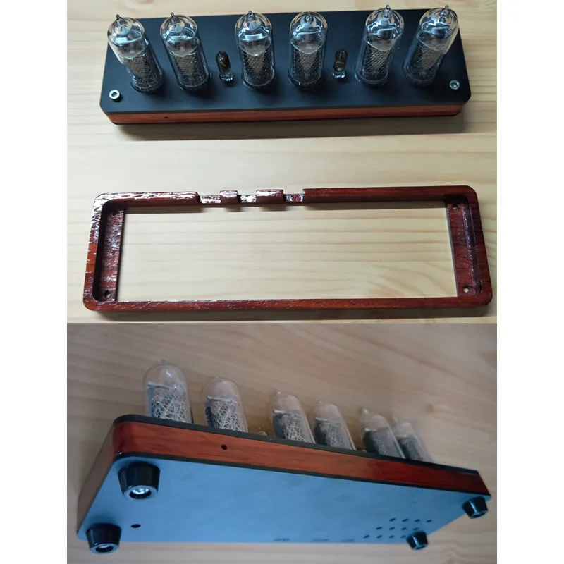 IN14 деревянный корпус светящаяся трубка DIY часы QS18 gps школьное время, красочный дисплей, красивый внешний вид