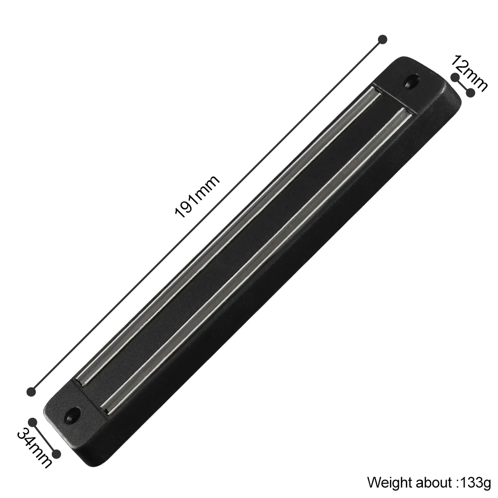 A.19.1x3.4cm Sowoll Магнитный Держатель ножей Настенный Черный ABS металлический нож для нержавеющей стали дамасский нож кухонная утварь аксессуары - Цвет: A.19.1x3.4cm