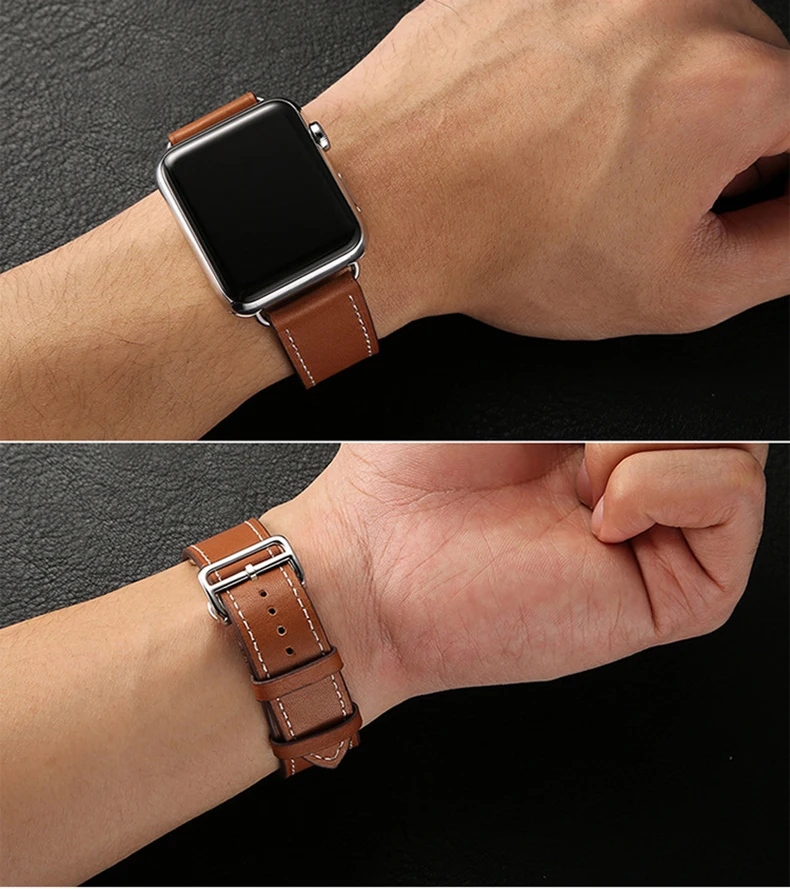 Высококлассный складной ремешок из натуральной кожи с пряжкой для Apple Watch 44 мм 42 мм 38 мм 40 мм браслет из натуральной кожи для iWatch 4 3 2 1 ремешок