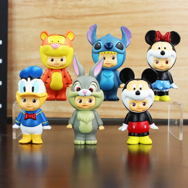 Disney Игрушечные лошадки 6 шт./лот сынок Ангел ПВХ Фигурки Микки и Минни Маус Мышь