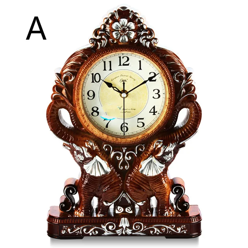 

1PCS European mute clock fashion elephant clock retro bedroom desk clock pastoral creative bedside LU607538