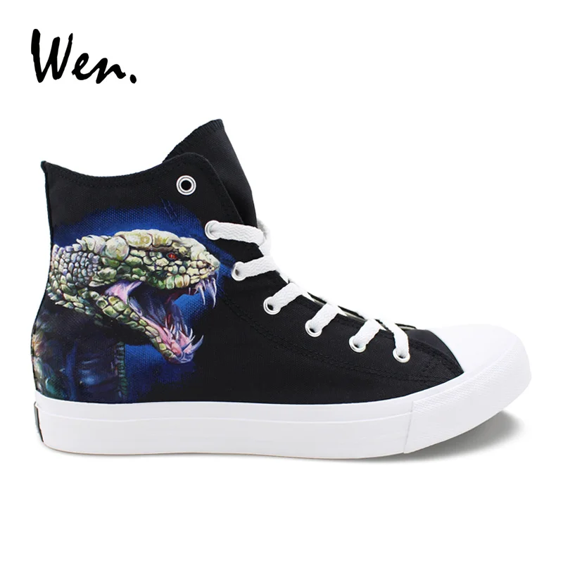 

Wen Men Vulcanize Shoes Boa Snake Snakeskin Designers Sneakers Women High Top Trainers Canvas Black Espadrilles Flat Plimsolls