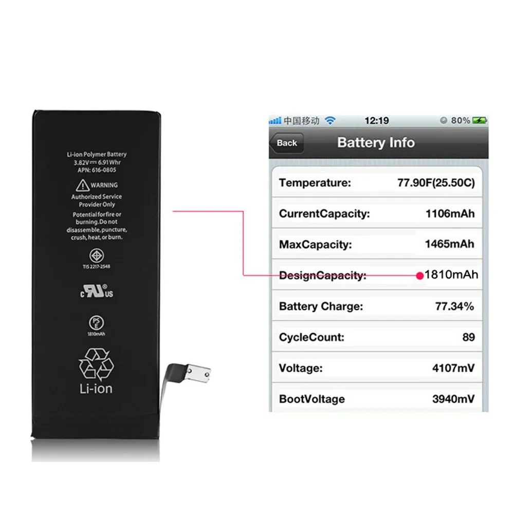 OEM батарея для Apple iPhone 6 замена Совершенно новая реальная емкость 1810mAh батареи с