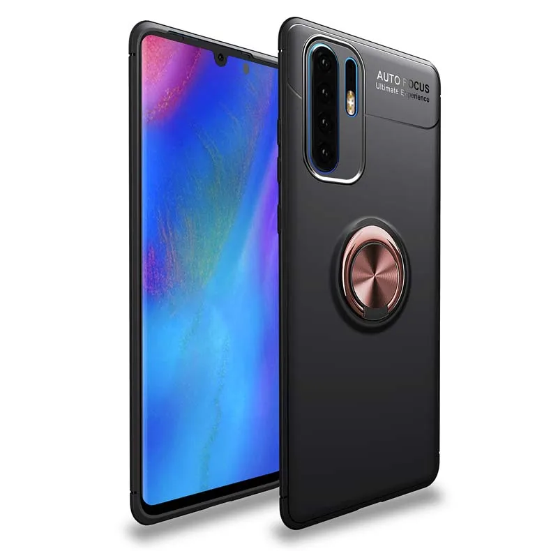 Чехол Tsimak для huawei P8 P9 P10 Plus P30 Pro P20 Lite, силиконовый чехол для телефона с кольцом на палец и магнитом - Цвет: Rose Gold Black