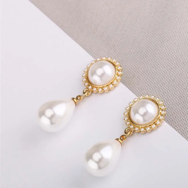 

Elgant Sun Flower Imitation Pearl Clip On Earrings Geometric For Female Wedding Charm Party Non Pierced Clip Ear Jewelry Gift
