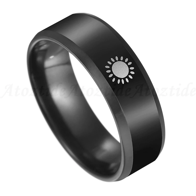 Atoztide Stainless Steel Black 8mm Heartbeat Ring For Couples Sun And Moon His crazy Her Weirdo Promise Anniversary Gift | Украшения и
