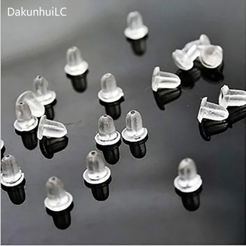 100pcs/lot Clear Soft Silicone Rubber Earring Backs Safety Bullet Stopper Jewelry Accessories DIY Parts Ear Plugging - купить по