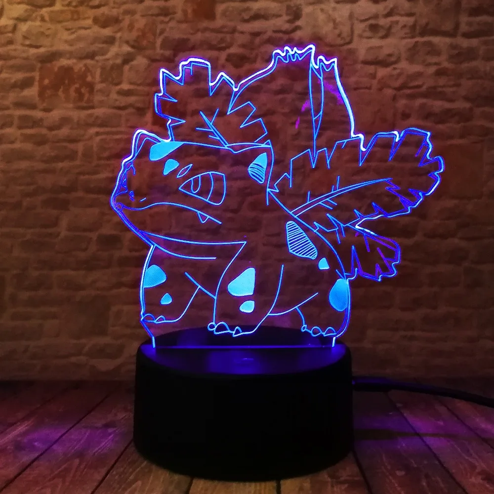 Покебол PIKACHU Bulbasaur Bay Role 3D RGB лампа Pokemon Go экшн-фигурка визуальная Иллюзия светодиодный Праздничный Рождественский подарок Ночной светильник