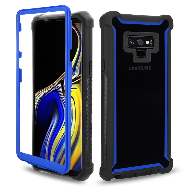 Blue Heavy Duty Protection Doom armor PC TPU Phone Case for Samsung Galaxy S8 S9 S10 Plus Note 8 9 S10e E Shockproof Dustproof Cover - Color: Blue