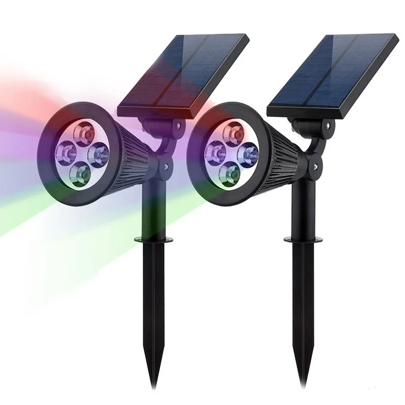 2 шт. Солнечный свет 4 светодиода RGB цвет сменный светильник IP44 Водонепроницаемый
