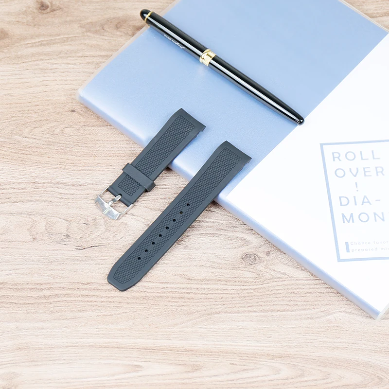 Ремешок силиконовый изогнутый для мужских часов аксессуары наручных 22 мм спорта