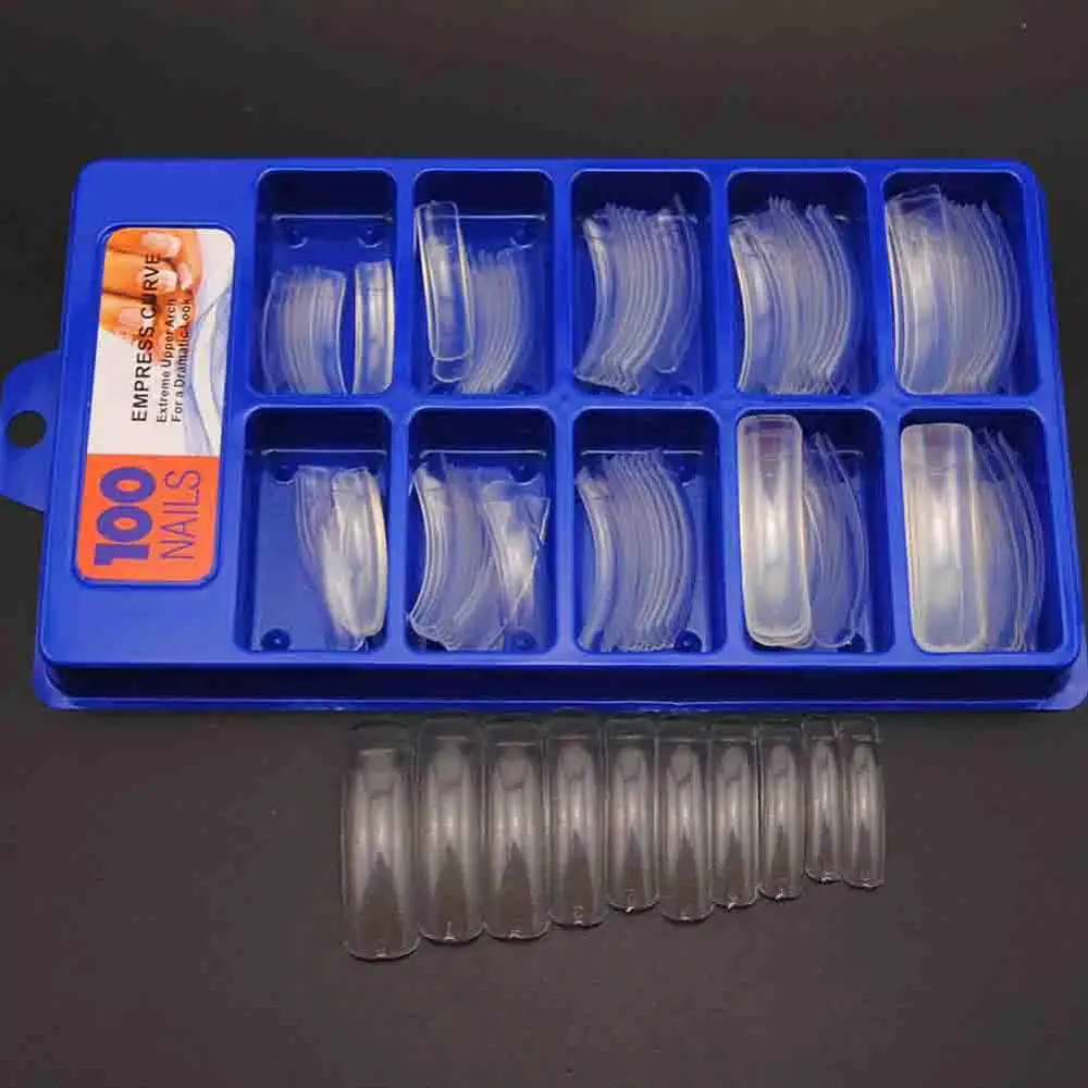 COSCELIA 100 шт. накладные кончики для ногтей Натуральные Французские кончики для ногтей акриловые прозрачные половинки кончиков для наращивания ногтей инструменты для маникюра - Цвет: 2