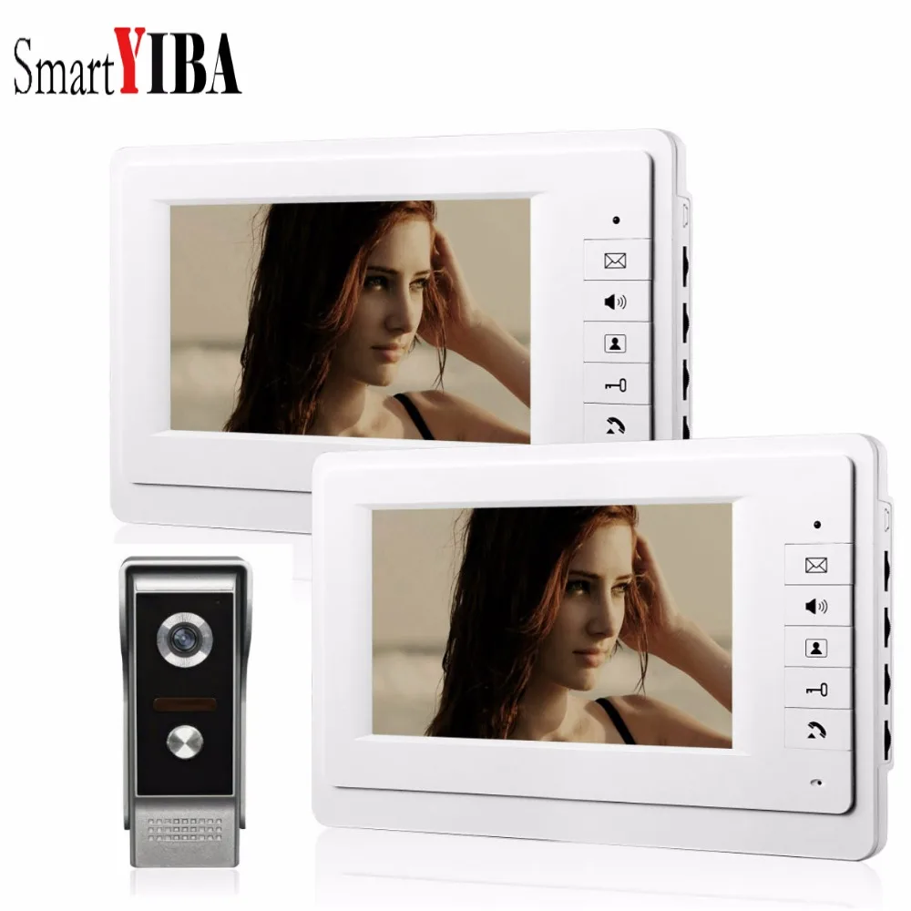 

SmartYIBA 7 Inch Video Doorbell Wired Intercoms for Private Home Night Vision Camera IR LCD TFT Color Screen Video Door Phone