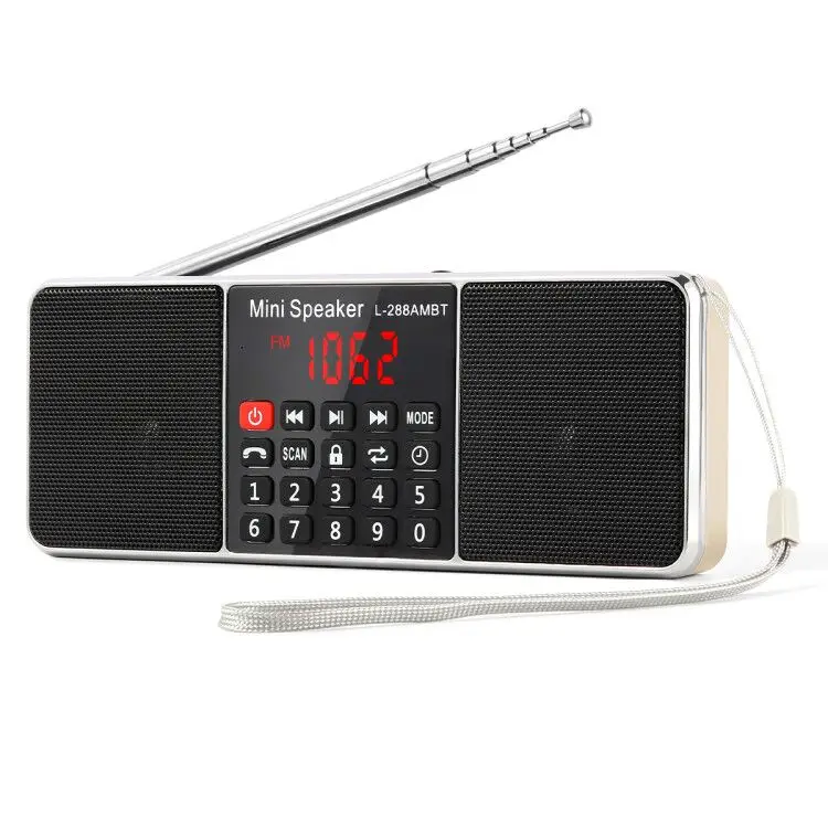 PRUNUS цифровое портативное радиоприемник FM AM приемник Bluetooth стерео динамик TF/SD карта MP3-плеер USB привод громкой связи вызов светодиодный экран - Цвет: Gold