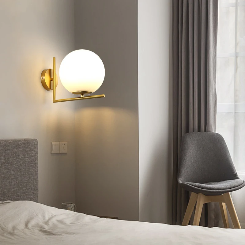E27 LED wall lights Modern Nordic led lamp glass ball for passageway Loft cafe corridor bedroom | Освещение