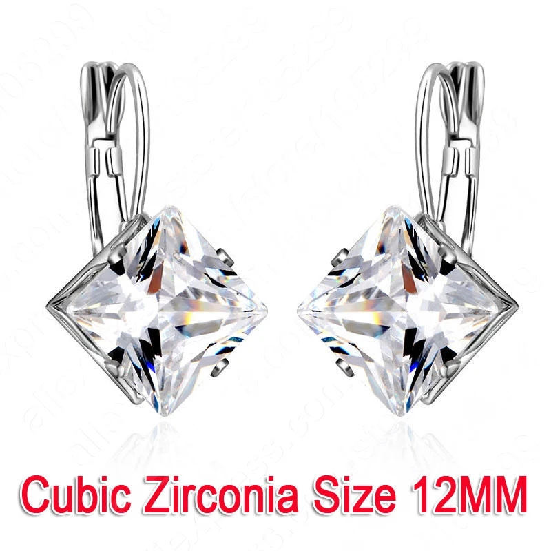 

Shining Pure Silver Office Lady Earring for Women Square Geometric Stones Austrian Crystal Party Anniversary Gifts
