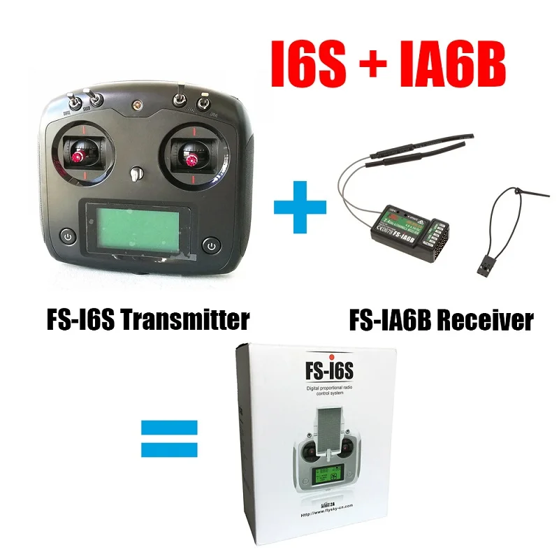 Черный FS-I6S FS I6S Flysky 10CH 2,4G RC передатчик для квадрокоптера контроллер с приемником FS-iA6B или FS-IA10B и сменный режим подарок - Цвет: with IA6B RX