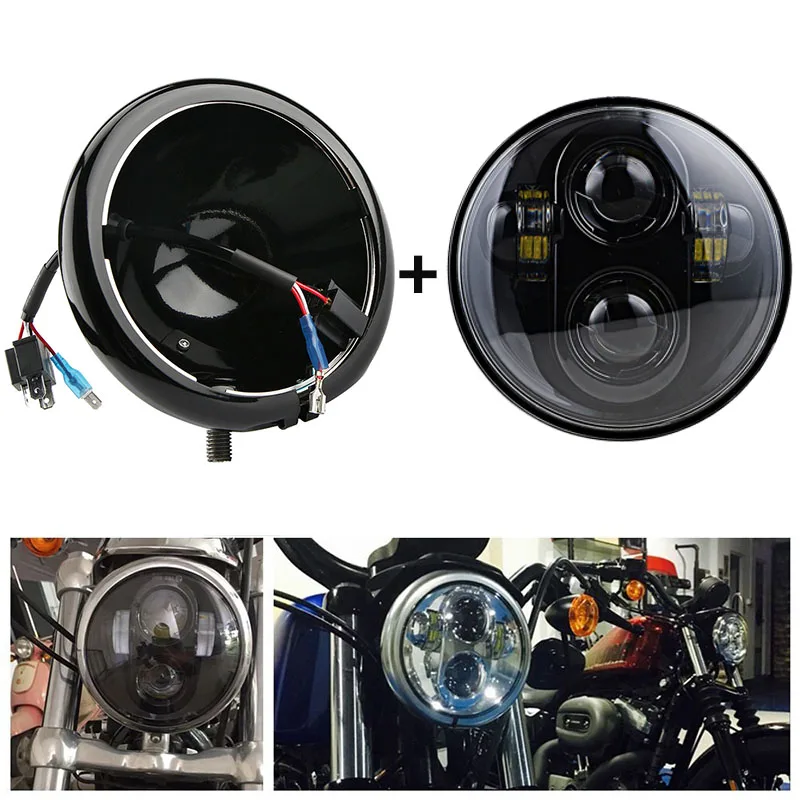 

5.75 Inch Headlight Housing Bucket For Harley Softail Sportster Dyna Choppers Round 12V 24V LED Headlamp Bracket