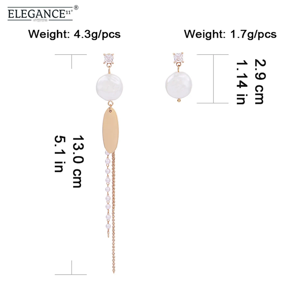

Elegance 2018 Asymmetric Earring for Women White Simulated Pearl Earrings Long Short Dangle Drop Korean Style Jewelry Wholesale