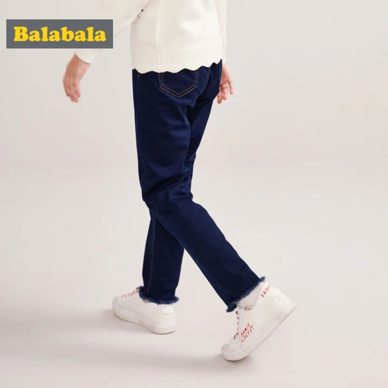 Balabala/джинсы без застежки на флисовой подкладке с необработанным краем для