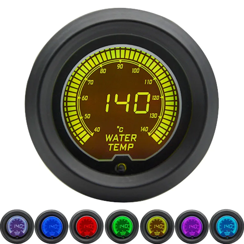 Water temp gauge 52 мм Boost/температура воды/Температура масла/Вольт/Тахометр/EGT/соотношение воздушного топлива/Датчик давления масла ЖК-дисплей цифровой 7 цветов дисплей+ Калибр стручки - Цвет: Water temp gauge