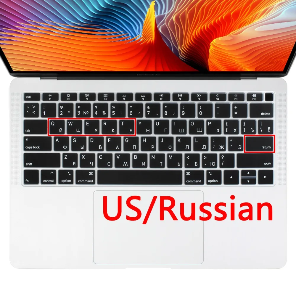 Силиконовый чехол для клавиатуры для нового Macbook Air, 13 дюймов,,, подходит только для модели A1932, черный