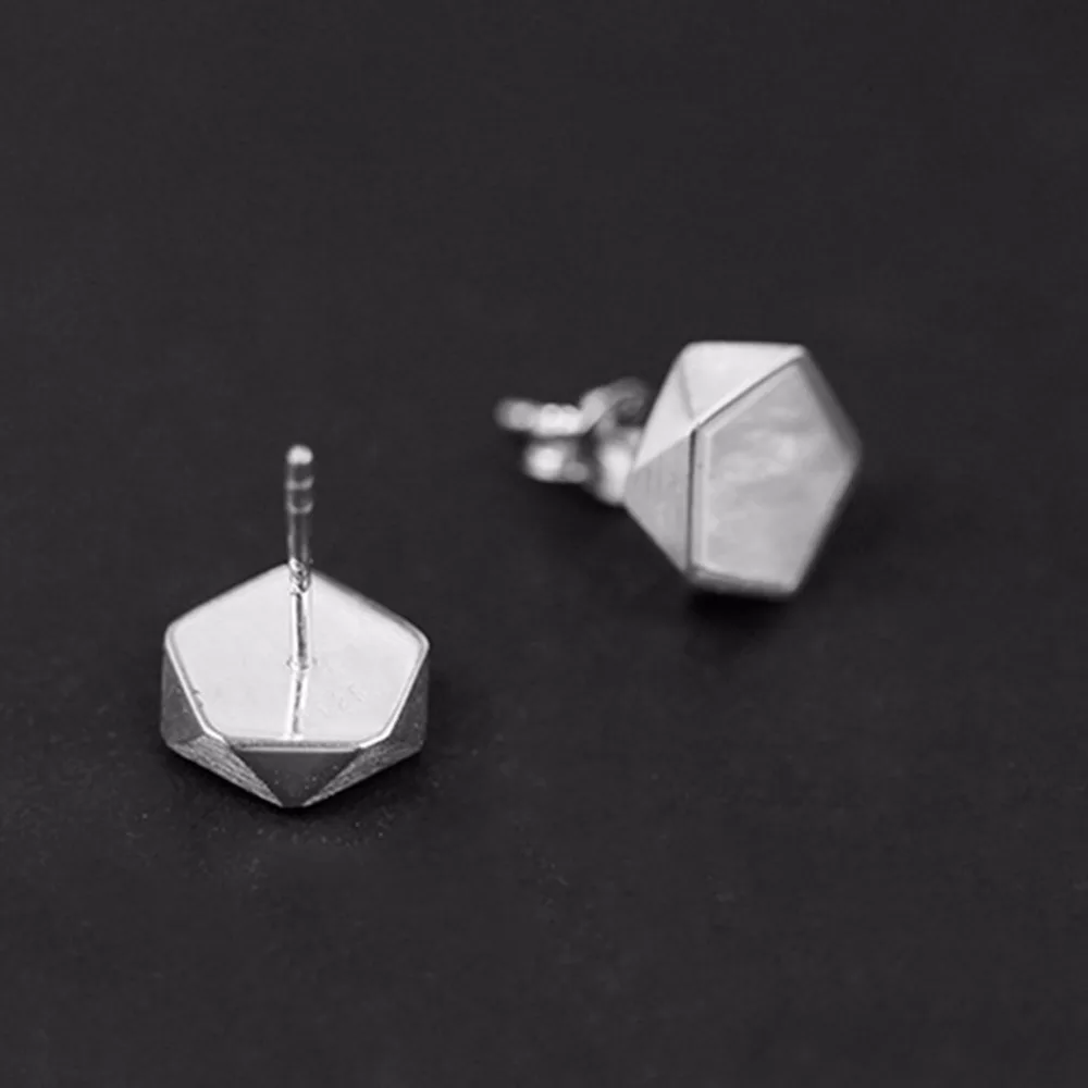 Lotus Fun Moment Real 925 Sterling Silver Creative North European Style Geometric Angles Fashion Jewelry Stud Earrings for Women | Украшения