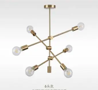 6 heads 2/4/6 Arms подвесной светильник Nordic Медь окрашенный металл блеск Led люстра современные висит люстра для гостиной обеденная - Body Color: 6 heads