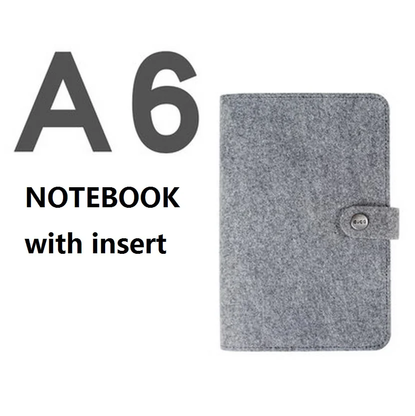 A6 gray notebook Шерстяной фетр A5 A6 винтажный вкладыш многоразового использования блокнот на спирали, дневник планировщик персональный органайзер для путешествий блокнот простой светильник Harphia - Цвет: A6 gray notebook