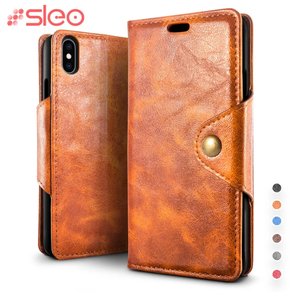 SLEO ретро из искусственной кожи чехол для iPhone XS Max XR X Чехол Wallet Стенд флип Xr Xs