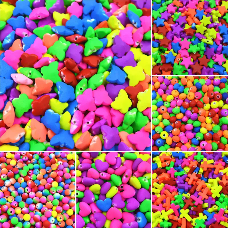 Распродажа 6 форм размеров пластиковые разноцветные бусины для браслета